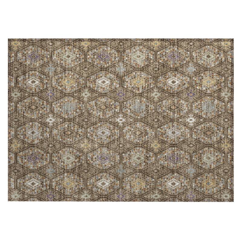 Machine Washable Indoor/ Outdoor Modern Hexi Chantille Rug