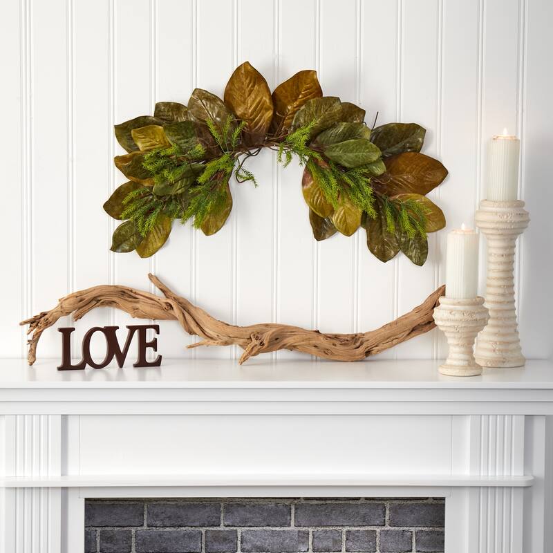 35” Fall Magnolia Leaf Artificial Swag, Unlit