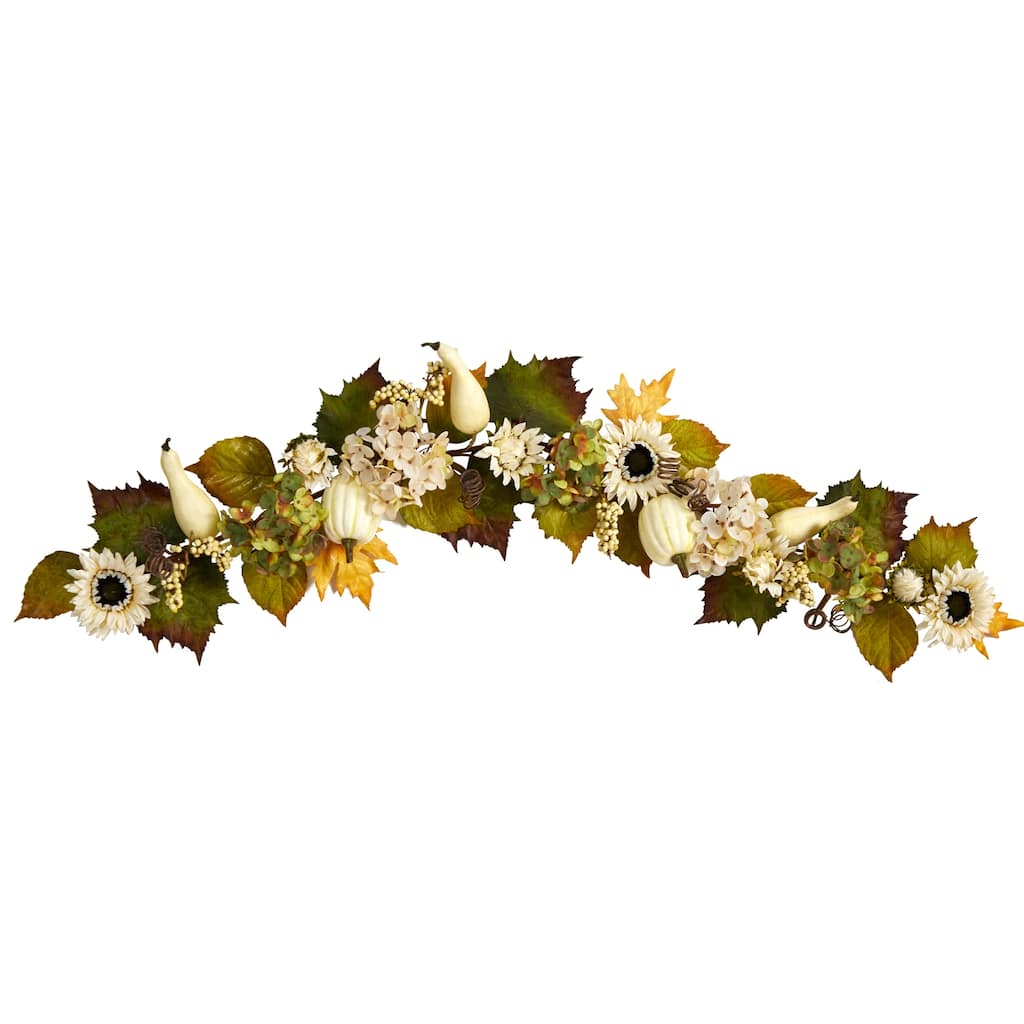 Fall Sunflower Garland 5ft Autumn Decor, Harvest Thanksgiving Decorations, Lakeside Pumpkin Garland - 60