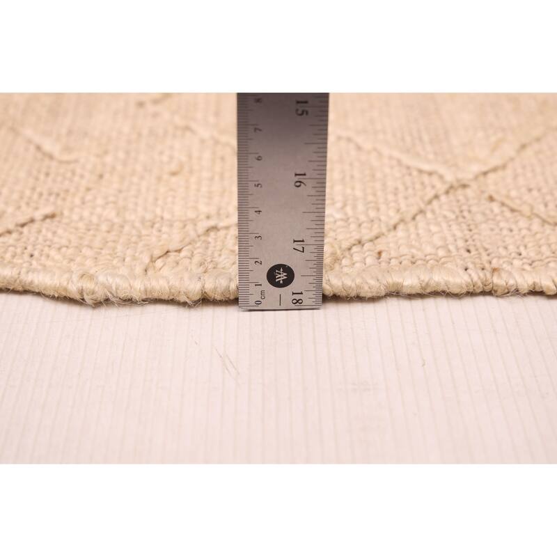ECARPETGALLERY Flat-Weave Palas Denizli Cream Jute Kilim - 5'1 x 7'11