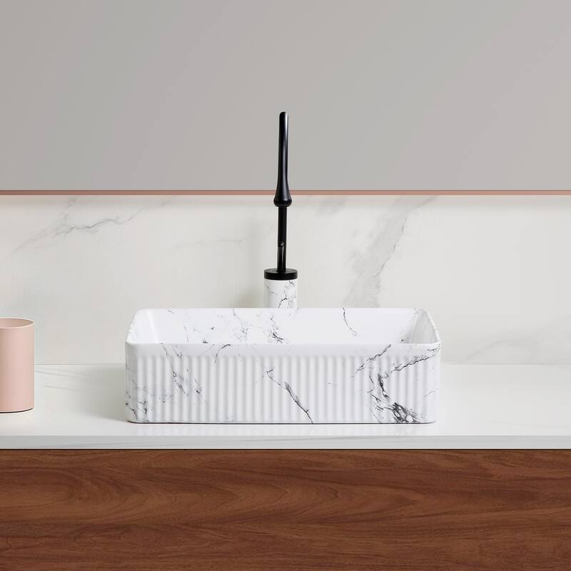 Modern Ceramic Art Basin Sink Set with Textured Surface