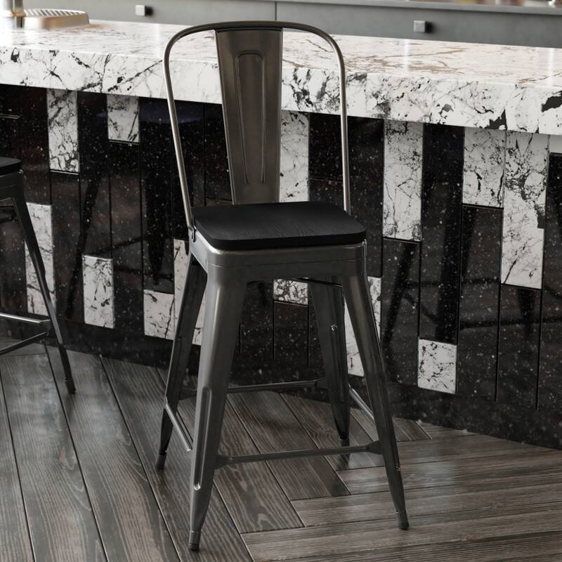 All-Weather Commercial Counter Stool with Removable Back & Poly Resin Seat