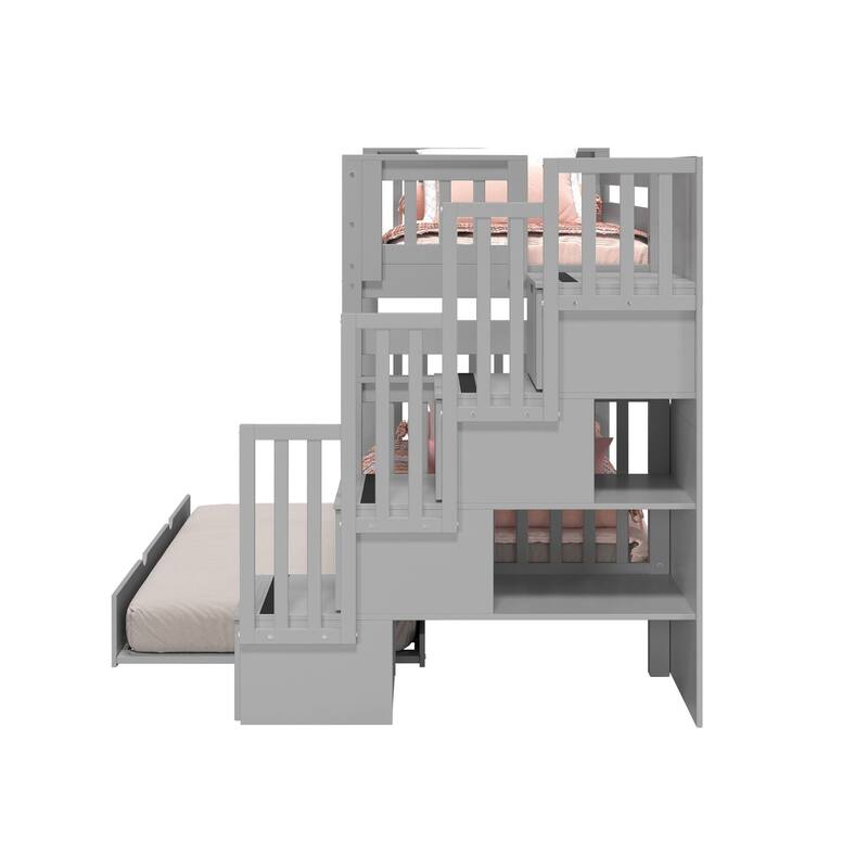 Taylor & Olive Trillium Tall Twin over Twin Stairway Bunk Bed, Trundle