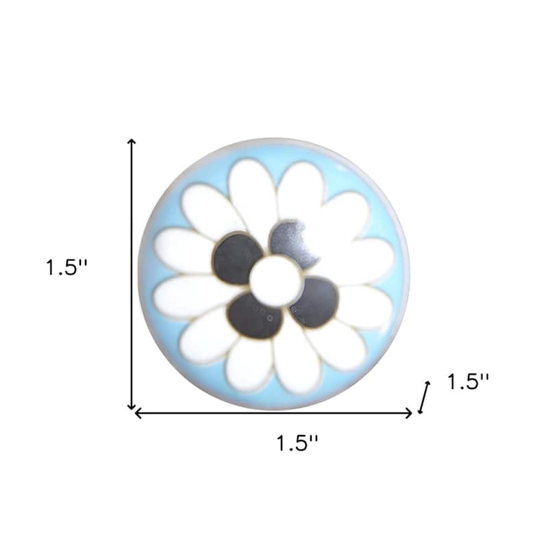 Charming Light Blue And Black Set Of 8 Knobs