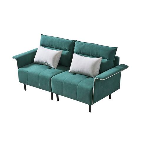 Suede Mid-Century Tufted Love Seat, Beautiful Sofa for Living Room