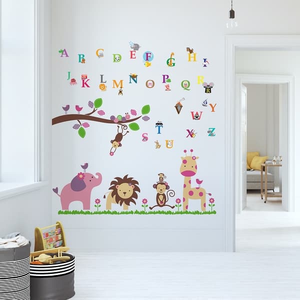 slide 2 of 4, Walplus Zoo Friends Learning Alphabet Kids Wall Sticker Nursery Decor