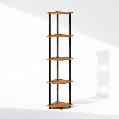 5 Tiers Wood Household Shelving Unit in Light Cherry/Black (11.6 in. W x 57.7 in. H x 11.6 in. D)