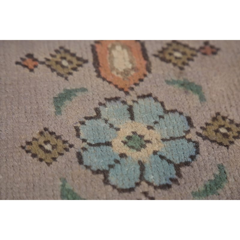 Gray Geometric Tabriz Persian Vintage Area Rug Handmade Wool Carpet - 9'10"x 12'11"