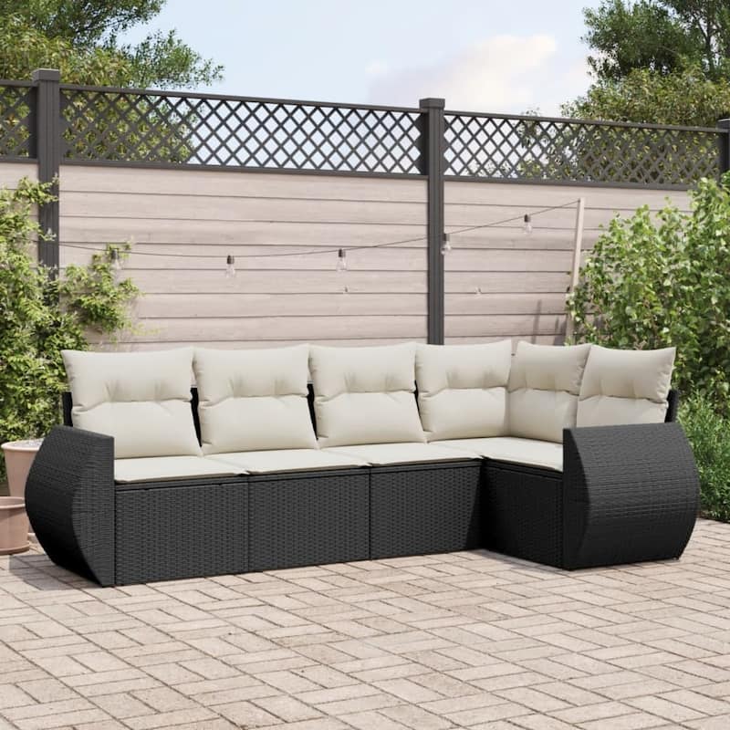 vidaXL Garden Sofa Set Black - Black and cream Large Without table