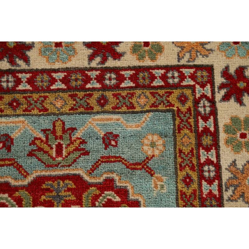 Turquoise Kazak Oriental Accent Rug Hand-Knotted Wool Carpet - 2'7" x 4'1"
