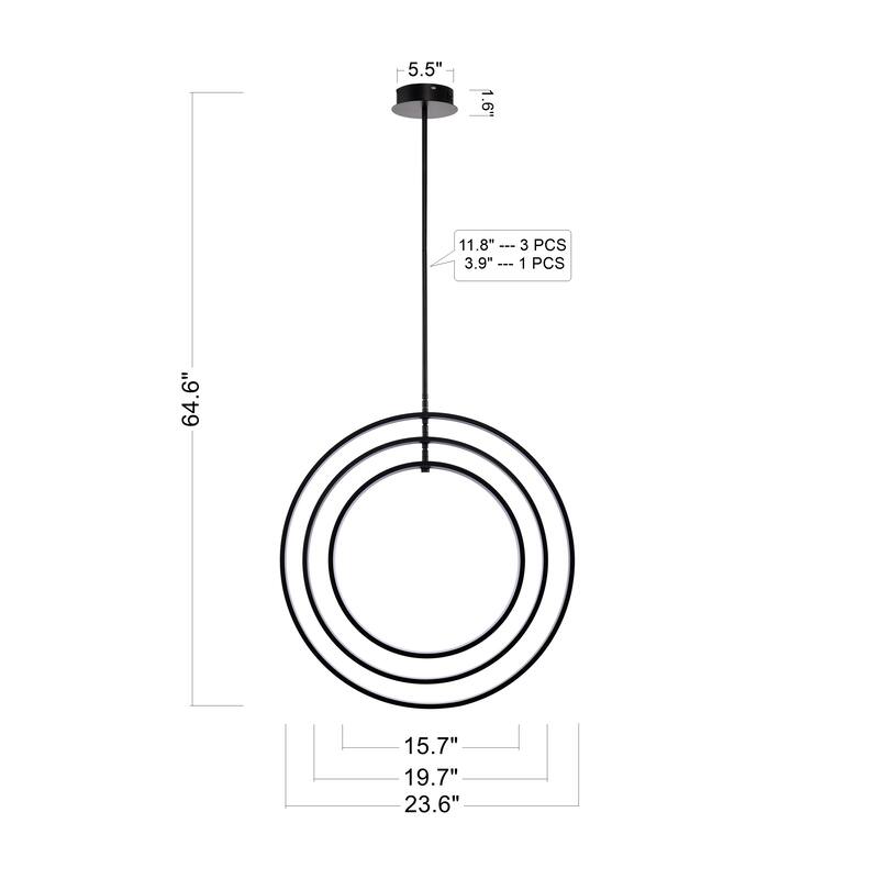 Sidley 3-Ring Integrated LED Chandelier for Dining/Living Room, Foyer, Office