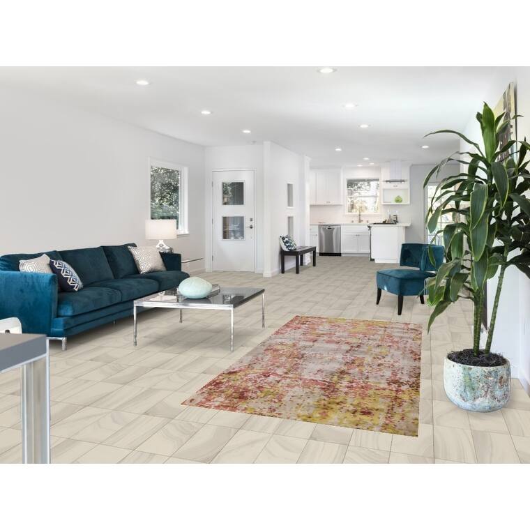 Abstract Modern Area Rug Hand-Knotted Wool Carpet - 3'9"x 7'6"