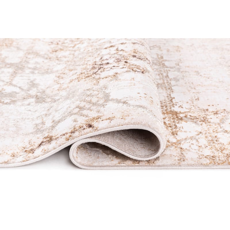 Liam Transitional Beige and Mustard Abstract Rug