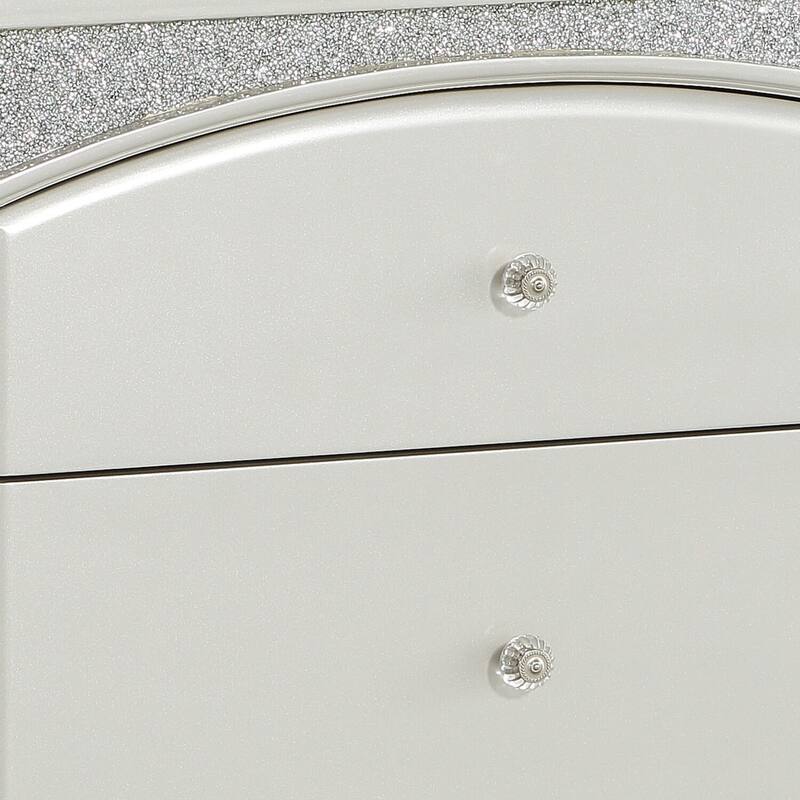 Silver 2 Drawer 26 in. W Nightstand with Sturdy Hardware and Ample Storage