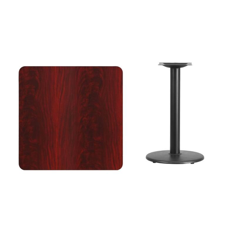 30'' Square Laminate Table Top with 18'' Round Table Height Base - 30"W x 30"D x 31.125"H - 30"W x 30"D x 31.125"H