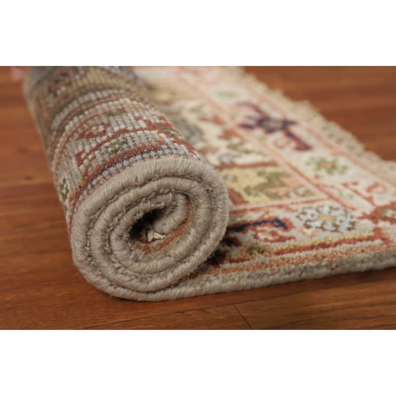 Hand Knotted Oriental 100% Wool Carpet Traditional Medallion Greys & Charcoal Heriz (serapi) Area Rug - 3' 0'' X 2' 0''