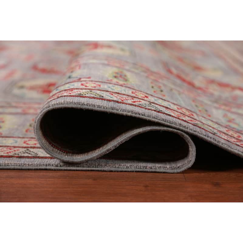 Hand Knotted Oriental 100% Wool Carpet Traditional All-Over Greys & Charcoal Kazak Area Rug - 10' 5'' X 8' 3''