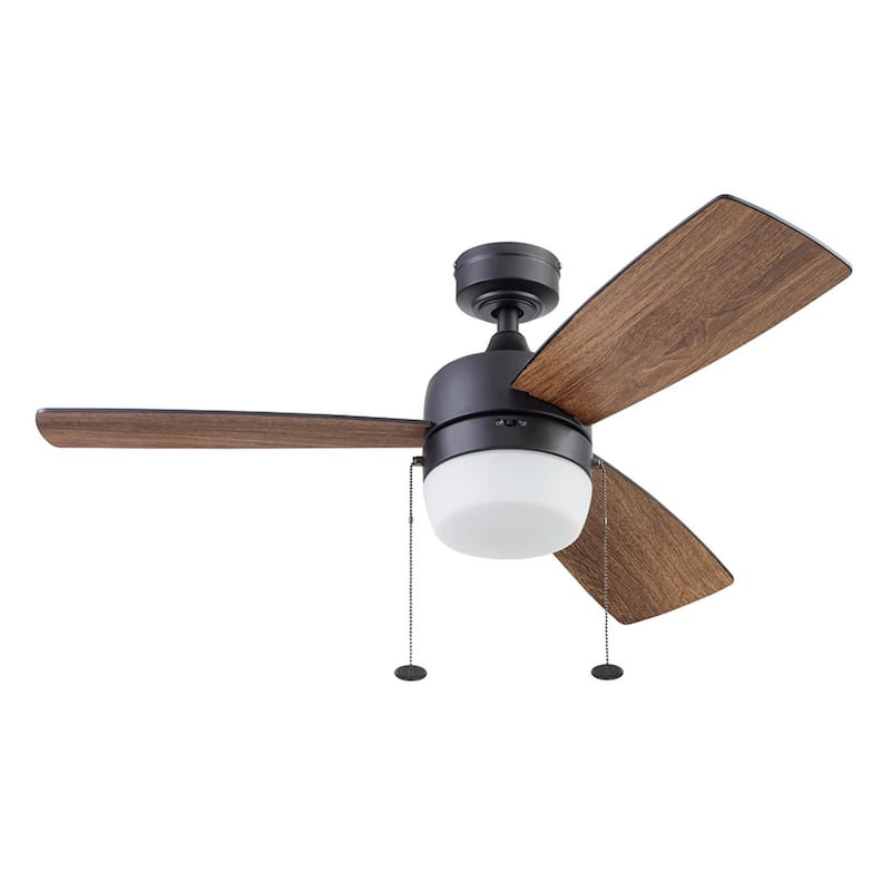 44" Honeywell Barcadero Matte Black Contemporary Indoor LED Ceiling Fan with Light, Pull Chain