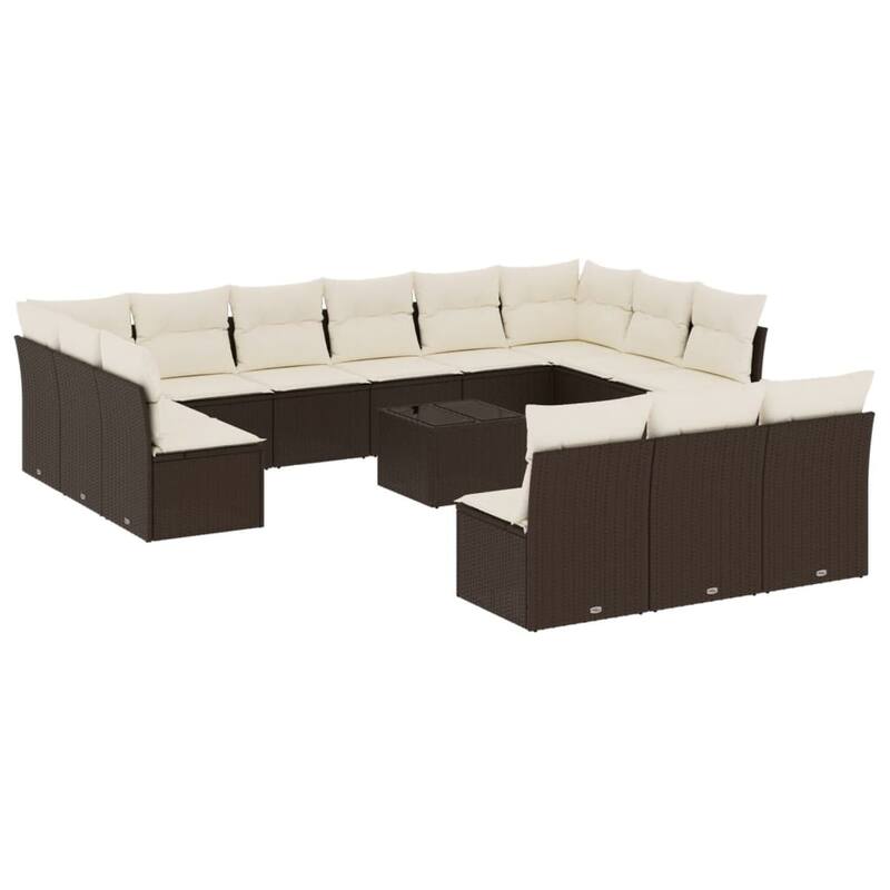vidaXL Garden Sofa Set Brown, Cream White - 21.7 x 21.7 x 14.6