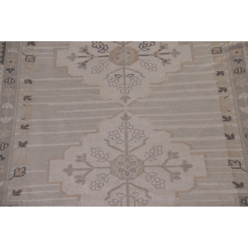 Geometric Oushak Area Rug Handmade Wool Carpet - 8'10"x 11'11"