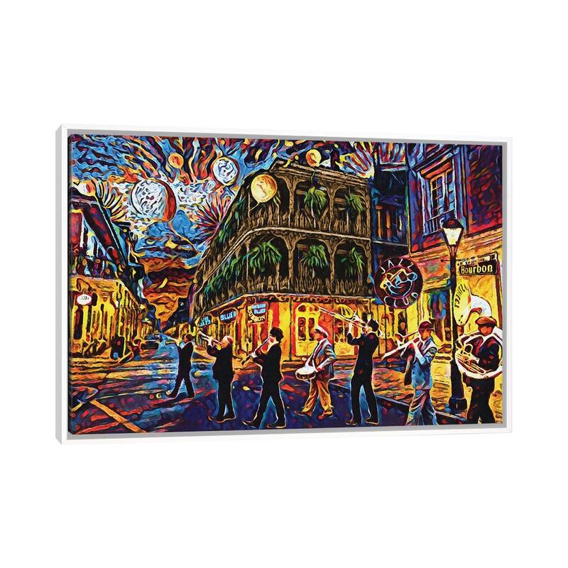 iCanvas "New Orleans - When the Saints Come Marching In" by Rockchromatic Framed Canvas Print - White - 32x48
