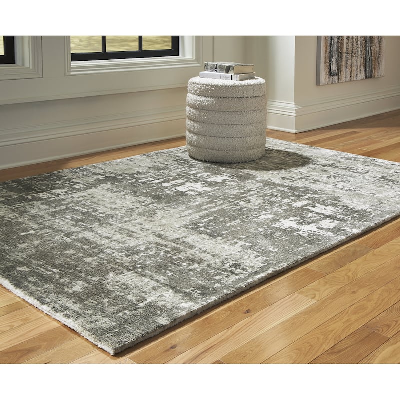 Signature Design by Ashley Valmontic Gray/Ivory Rug - 61" W x 85" D x 0.63" H