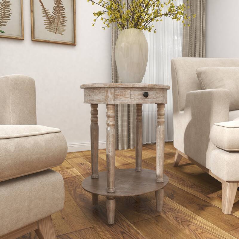 Light Brown Wood Farmhouse Accent Table