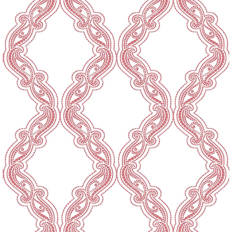 A-Street Prints Harmony Coral Ogee Wallpaper