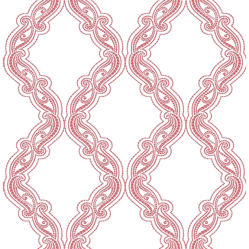 A-Street Prints Harmony Coral Ogee Wallpaper