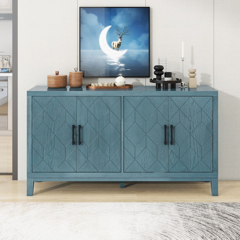 4-door Retro Sideboard with Adjustable Shelves