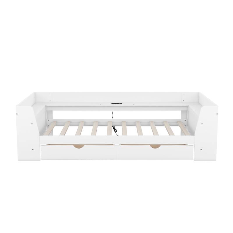 Twin Pine Daybed with Shelves, Drawers & Charging Station