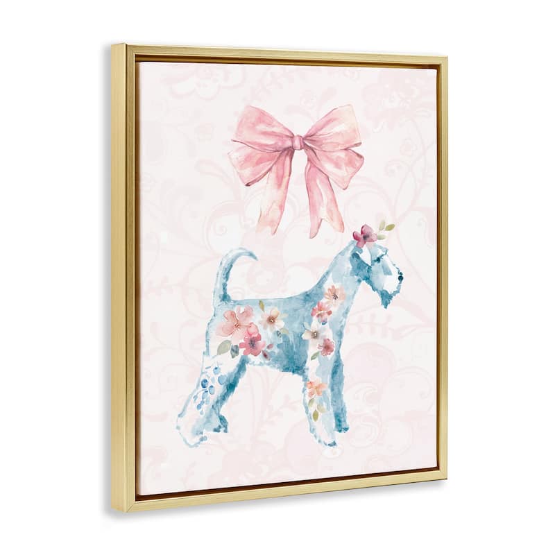 Stupell Pastel Dog Glam Details Framed Floater Canvas Wall Art Design By Carol Robinson
