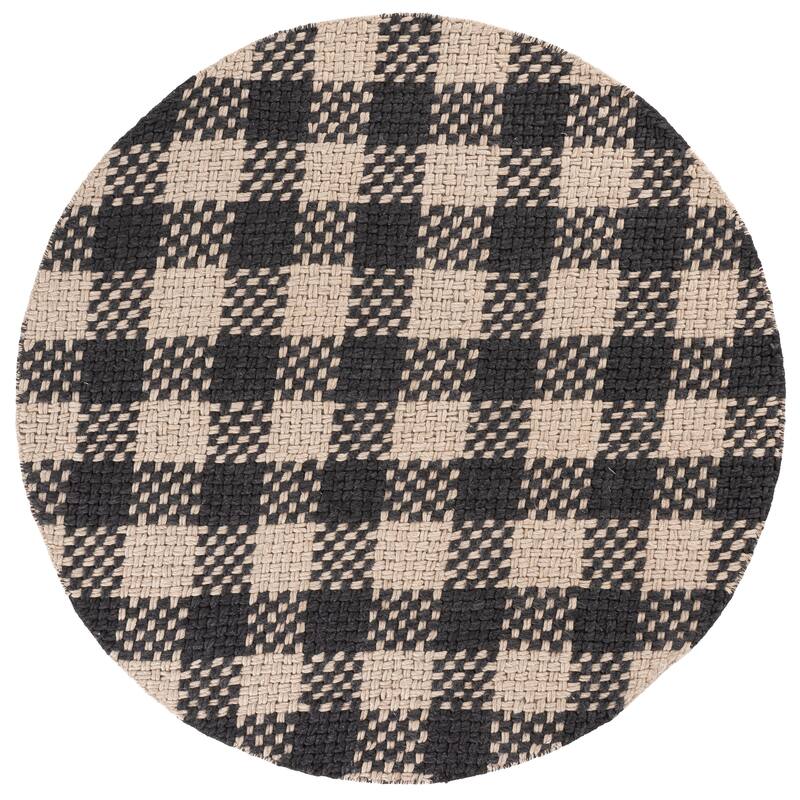 SAFAVIEH Handmade Natural Fiber Couture Heriona Wool Rug - 6' Round - Black/Beige