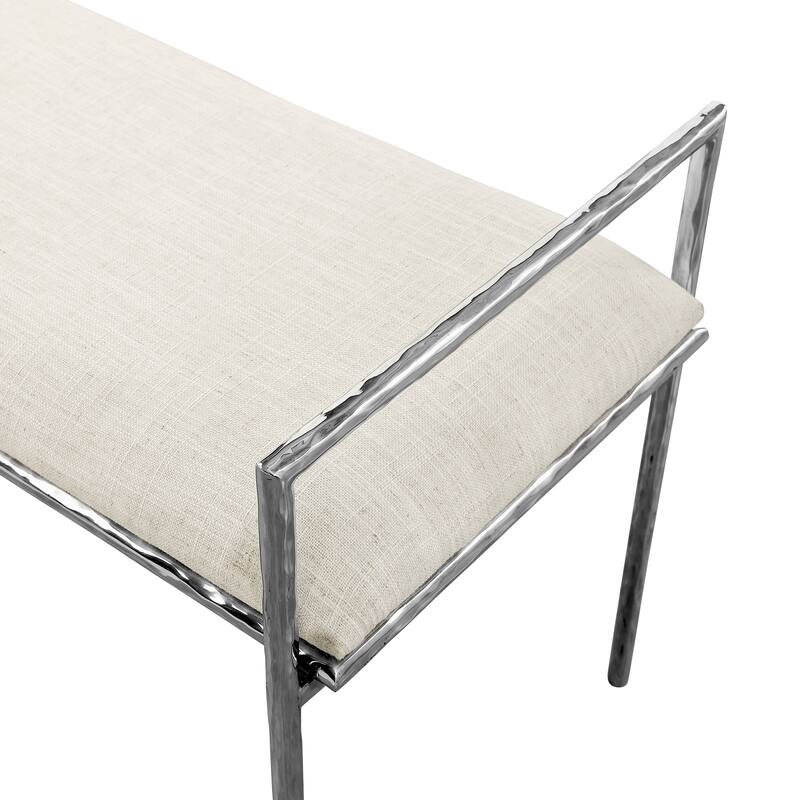 Furniture of America Zayen Modern 4-Piece Queen Size Hammered Metal Platform Bedroom Set with 2 Nightstands and Bench