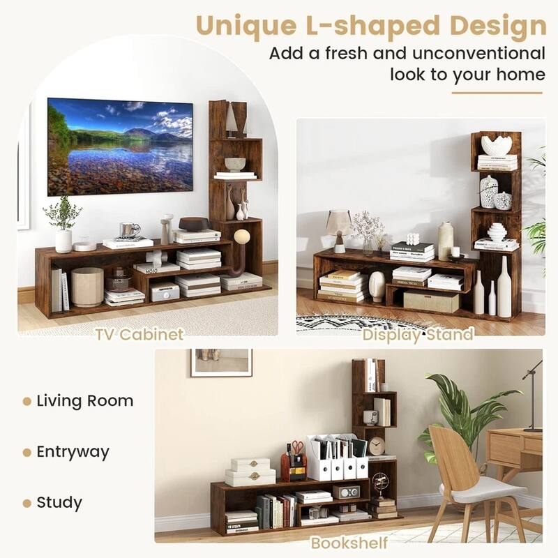 Cube TV Stand for TVs up to 50" Console Table W/ L-shaped Shelves - 58 inches