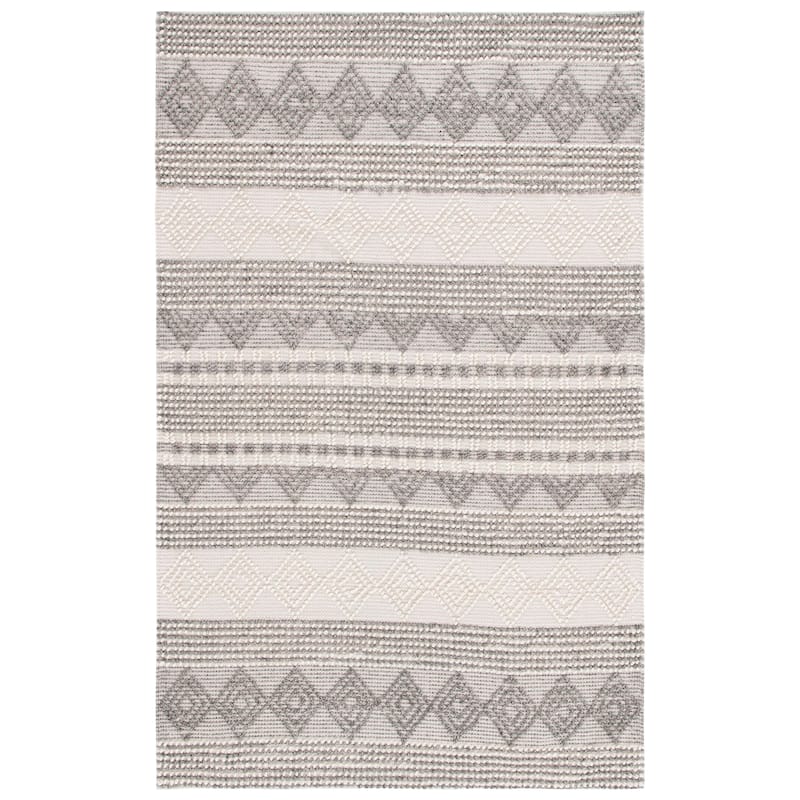 SAFAVIEH Handmade Natura Annedorte Wool Rug - Grey/Ivory - 6' Square