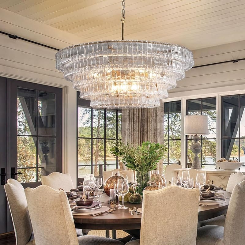 KAYLA 36 in. 6-Lights Gold Crystal Drum Chandelier