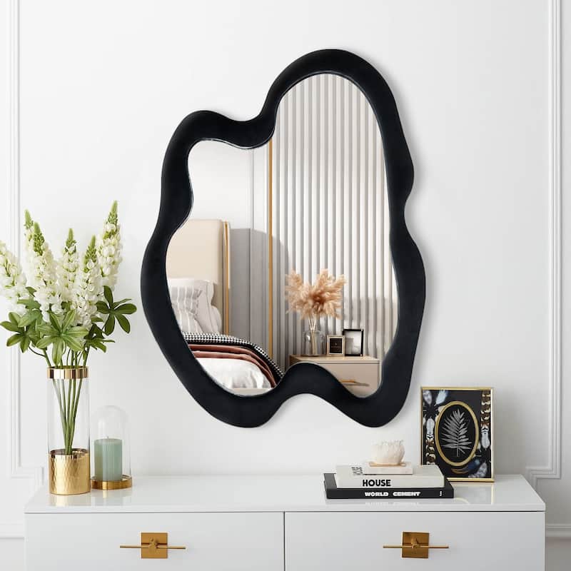 Irregular Asymmetrical Wall Mirror - 20x28 - Black