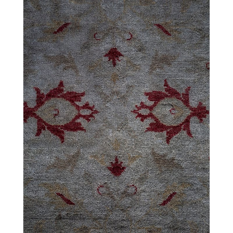 Overton Hand Knotted Wool Vintage Inspired Modern Contemporary Overdyed Gray Area Rug - 4' 1" x 6' 3"