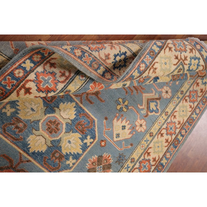 Light Blue Kazak Oriental Area Rug Hand-Knotted Bedroom Wool Carpet - 4'2" x 5'10"