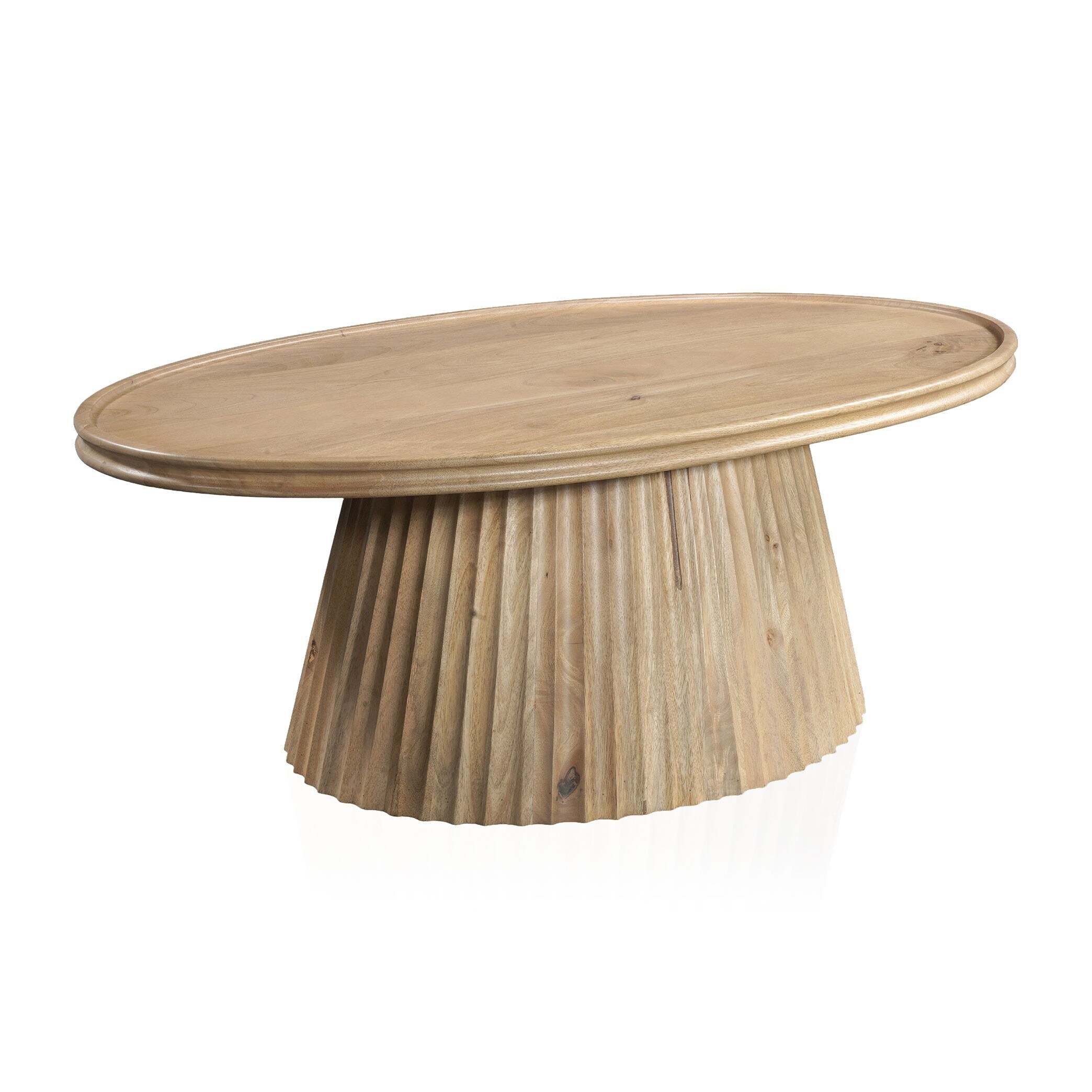 Solid Wood Oval Pedestal Coffee Table