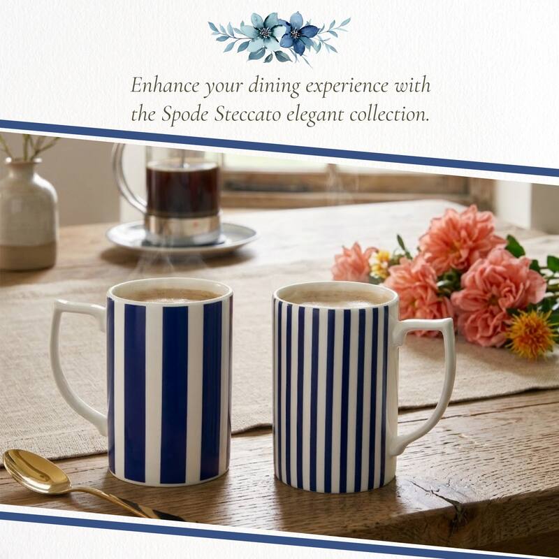 Spode Set of 4 Steccato Stripe Mugs - 12 oz