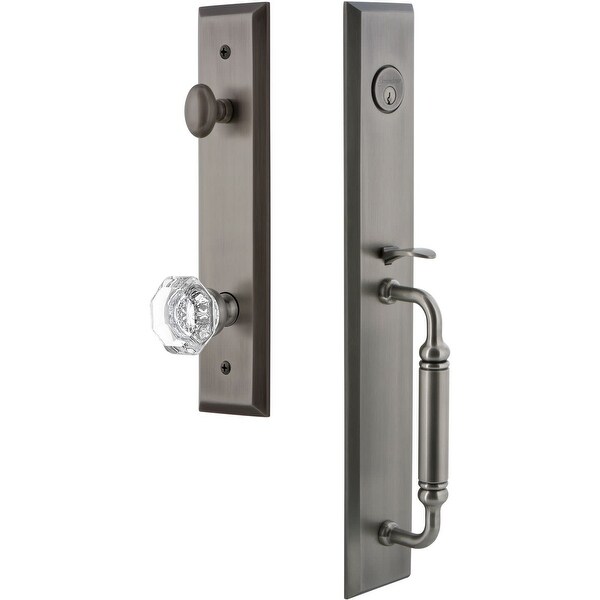 Grandeur FAVCGRCHM_ESETD_NA Fifth Avenue Solid Brass Rose Dummy "C" Grip Handleset with Chambord Crystal Knob