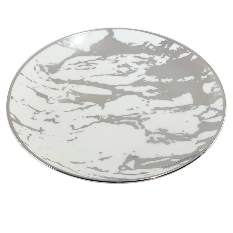 Certified International Matrix Silver Plated 6" Luncheion/Canape Plates Set of 6 Assorted Designs - 6-inch