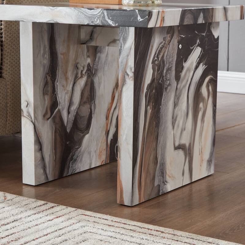 Roundhill Furniture Cavira 3-Piece Faux Marble Coffee Table Set