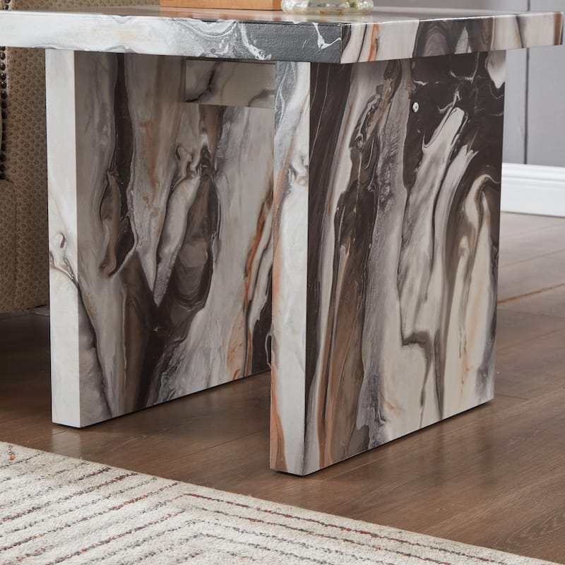 Roundhill Furniture Cavira Modern Faux Marble Living Room End/Side Table
