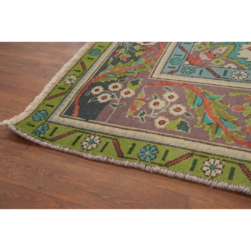 Hand Knotted Oriental 100% Wool Carpet Traditional Floral Beige & Ivories Tabriz Area Rug - 9' 8'' X 6' 4''