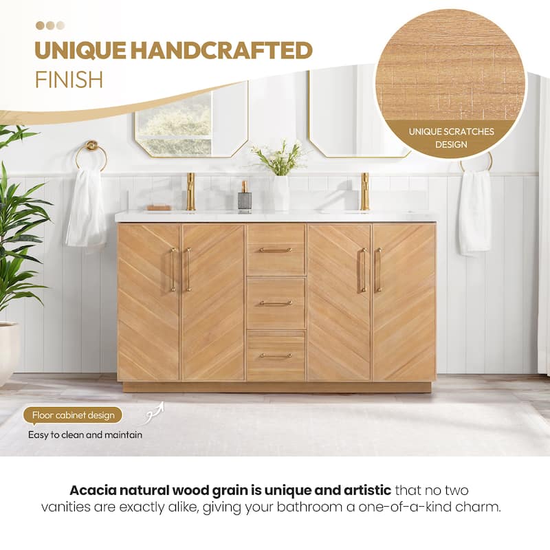 Karachi Bath Vanity with White Grain Stone Top, no Mirror