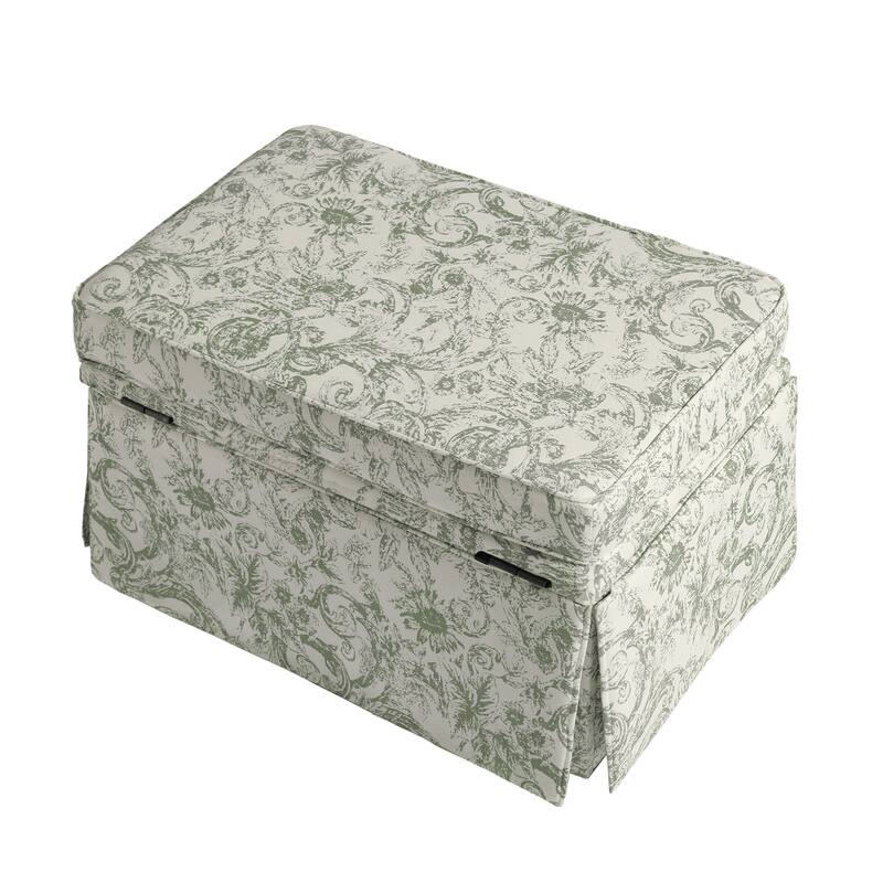 2 Set Rectangle Chenille Upholstered Storage Ottoman