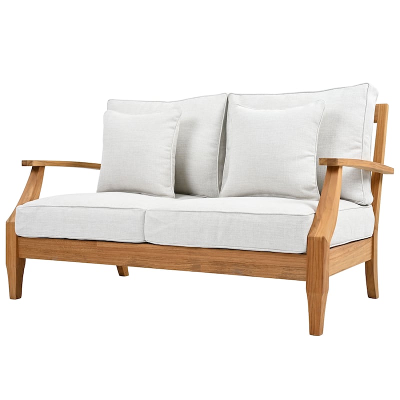 SAFAVIEH Couture Martinique Wood Patio Loveseat - 56"W x 35"D x 32"H